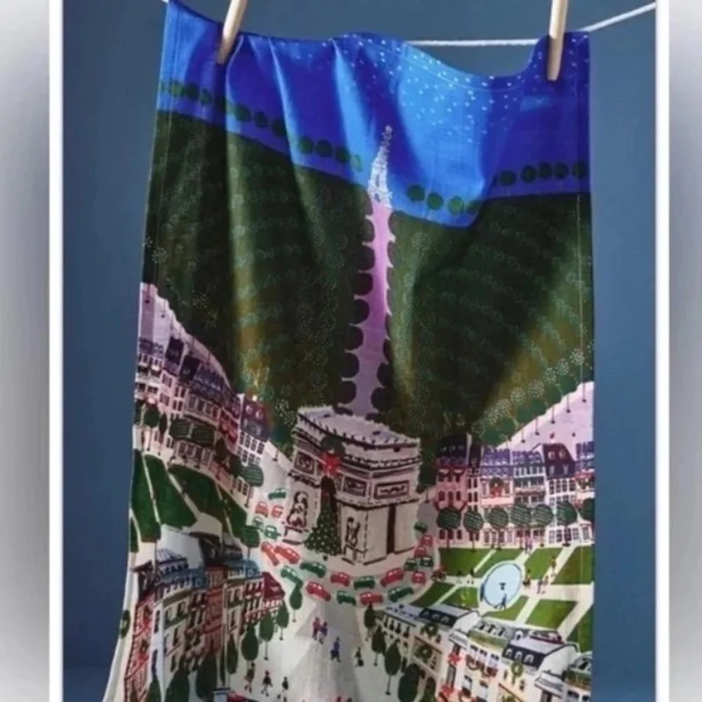 NWT Anthropologie Holiday In the City Paris Tea Kitchen Dish Towel